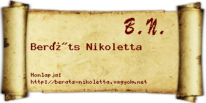 Beráts Nikoletta névjegykártya